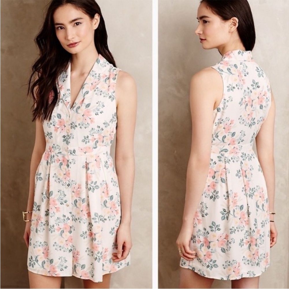 Anthropologie Paper Crown + Rifle Paper Co. Floral Sleeveless Mini Dress SZ XXSP